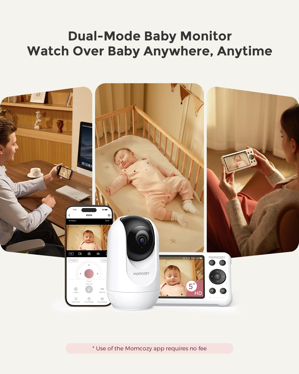 Momcozy Smart WiFi Baby Monitor with Camera and Audio, 5" 1080P Screen with Wall Mount, Motion & Cry Detection, Safe Fence,Clear Night Vision, 5000mAh Battery, 2-Way Talk, Photo & Video Recording,BM04 🍁 All In One Marketplace Canada