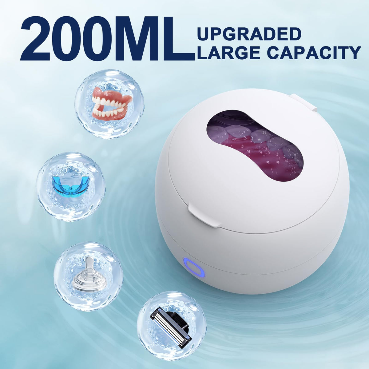 2026 Ultrasonic Retainer Cleaner Machine for Braces, Jewelry, Mouth Guard, 24W Ultrasonic Cleaner with 3 Modes, Suitable for Dental Appliances, Mouth Guard, Night Guard Braces, Jewelry, 200ML Portable Capacity (white) 🍁 All In One Marketplace Canada