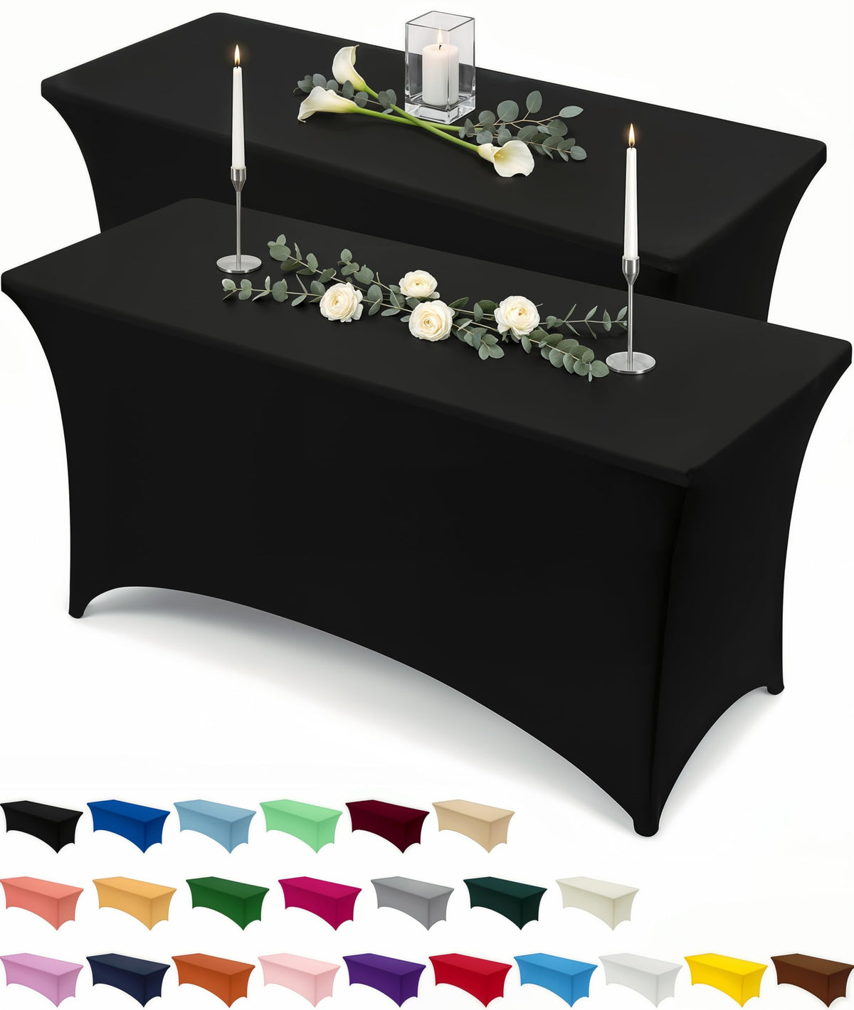 Utopia Kitchen Spandex Tablecloth 2 Pack [6FT, Black] Tight, Fitted, Washable and Wrinkle Resistant Stretch Rectangular Patio Table Cover for Event, Wedding, Banquet & Parties [72Lx30Wx30H] Inch 🍁 All In One Marketplace Canada