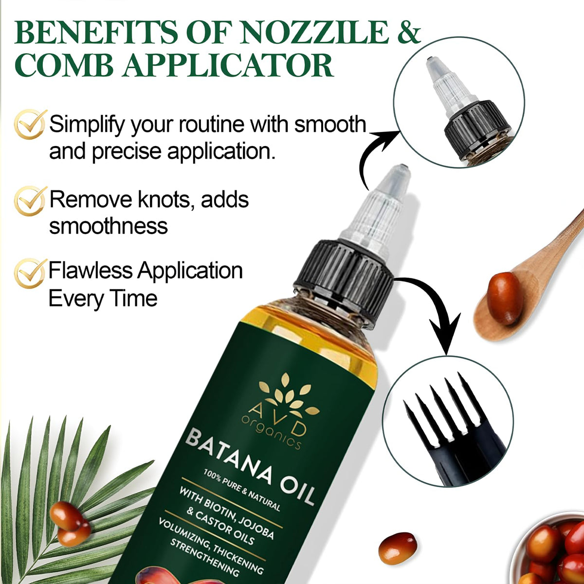 AVD Organics Raw Batana Oil for Hair | 100% Pure batana oil for Hair Growth - Promotes Thicker, Stronger Hair | Ideal for Men & Women | 120ML 🍁 All In One Marketplace Canada
