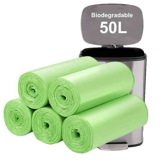 Aievrgad Biodegradable Trash bags 50PCS, 13Gallon/50L large Garbage bags/ For kitchen Bin. Bin Liner/Trash/rubbish Bags, 100% Recycled,Tough, degradable, Compost Bags for Food/household/garden 🍁 All In One Marketplace Canada