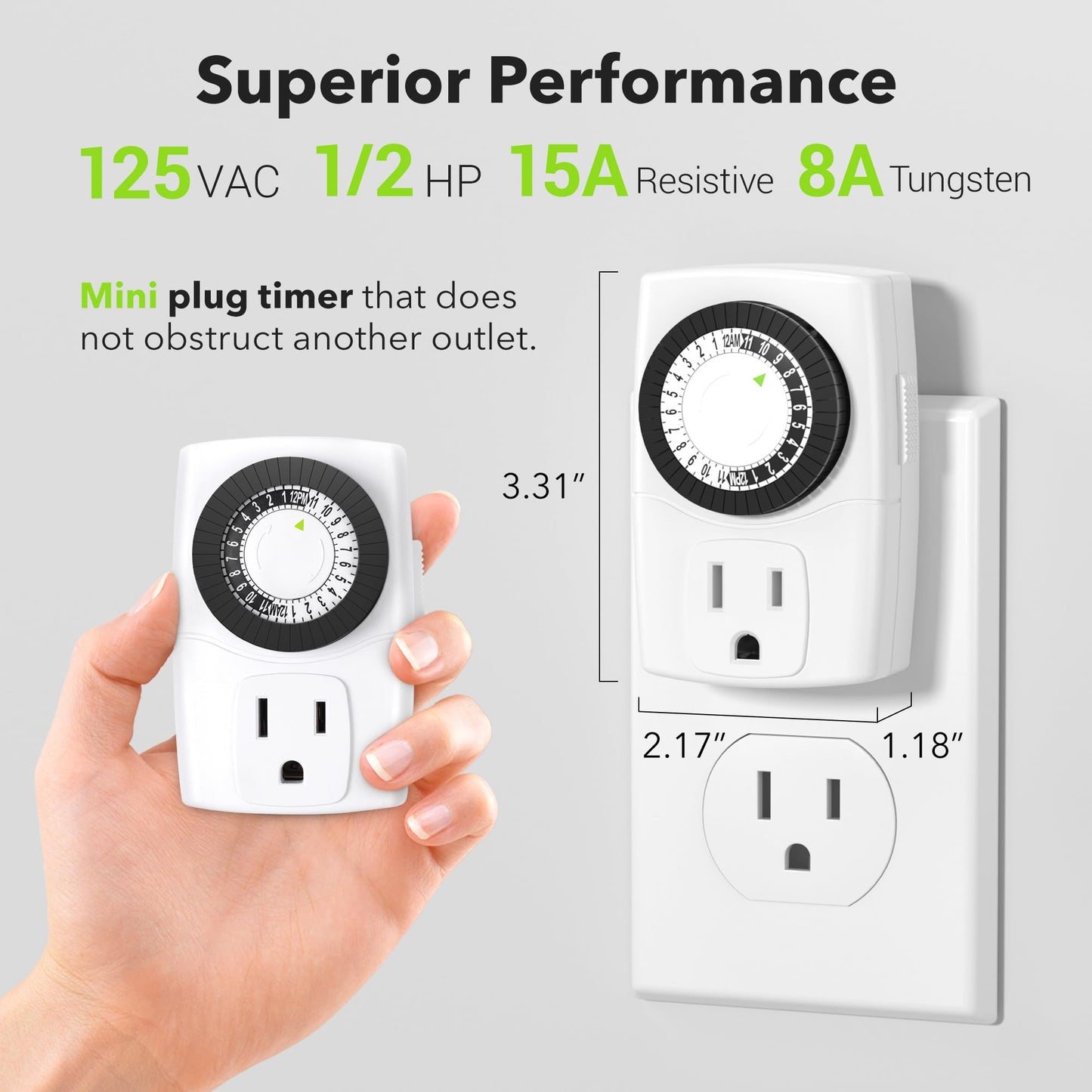 BN-LINK BND-60/U47 Indoor Mini 24-Hour Mechanical Outlet Timer, 3-Prong, 2-Pack 🍁 All In One Marketplace Canada