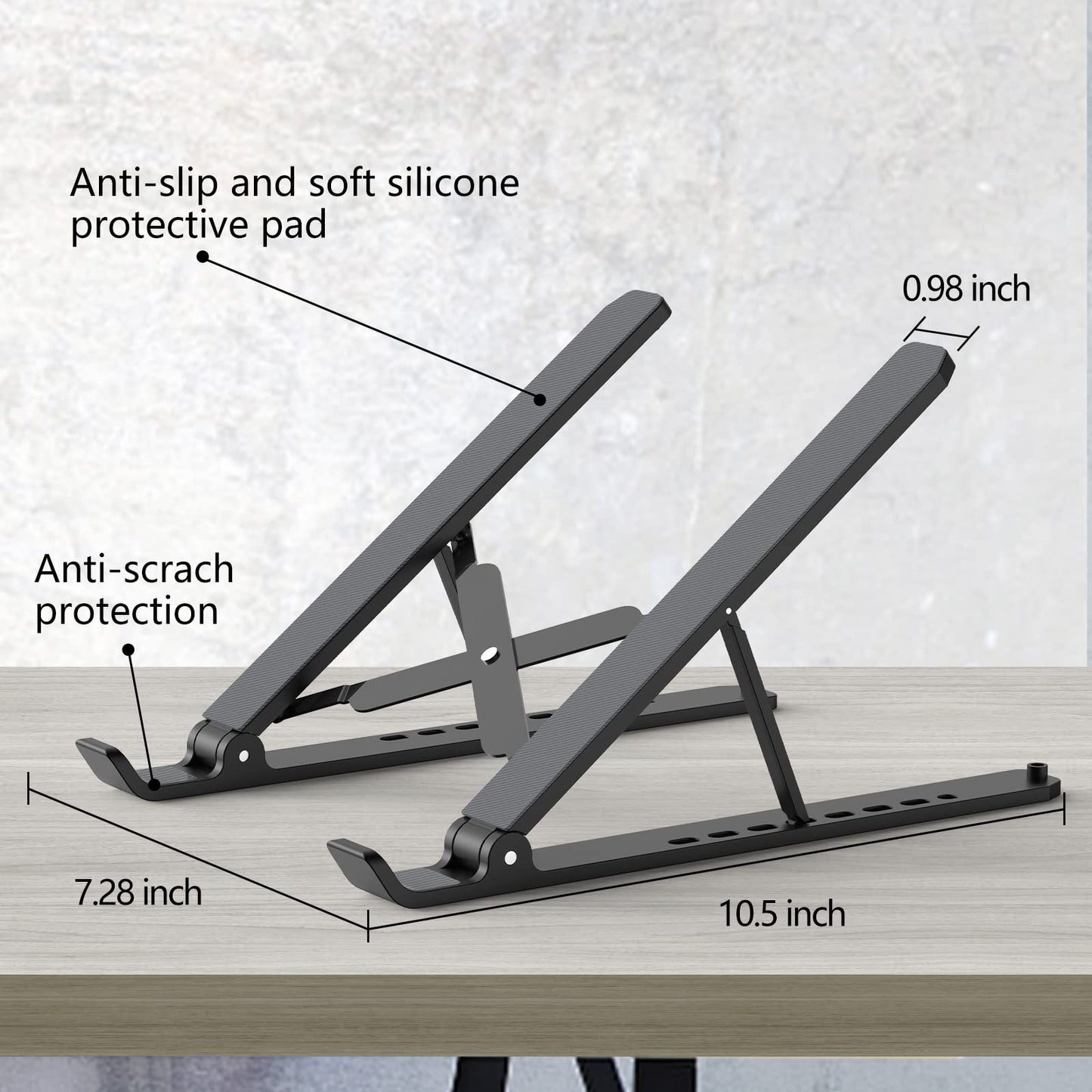 Laptop Stand for Desk, Adjustable Laptop Riser ABS+Silicone Foldable Portable Laptop Holder, Ventilated Cooling Pad Notebook Stand for 10-15.6” Laptops,Tablet-Black 🍁 All In One Marketplace Canada