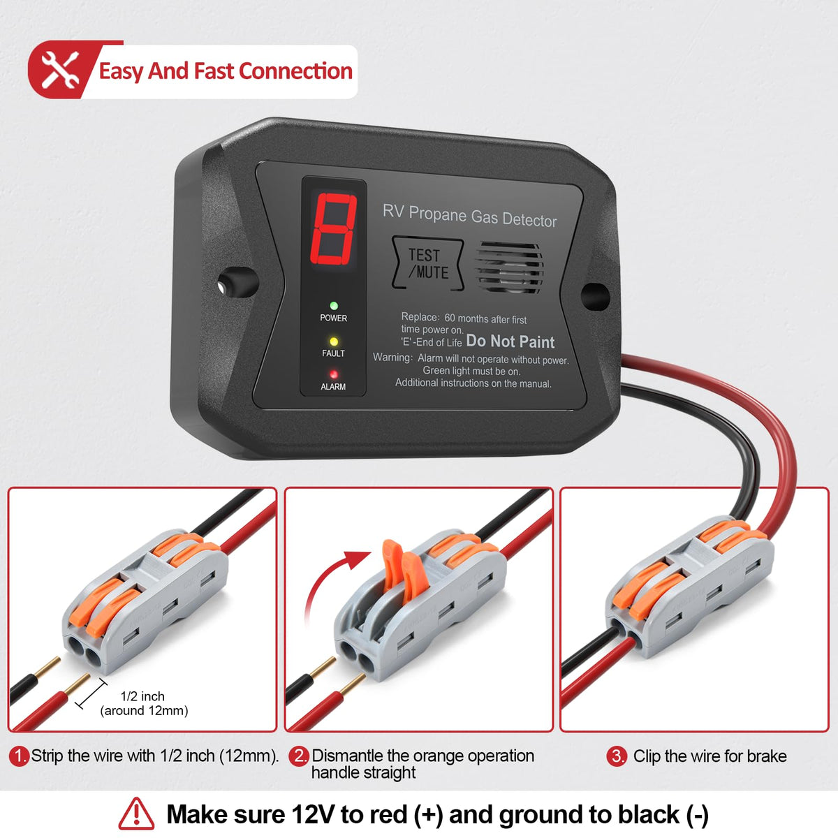 RV Propane Gas Detector, Digital Propane/LP Gas Alarm-12V DC for Motorhome Travel Trailer, Motor Coach, Truck Camper, (R501 Black) 🍁 All In One Marketplace Canada