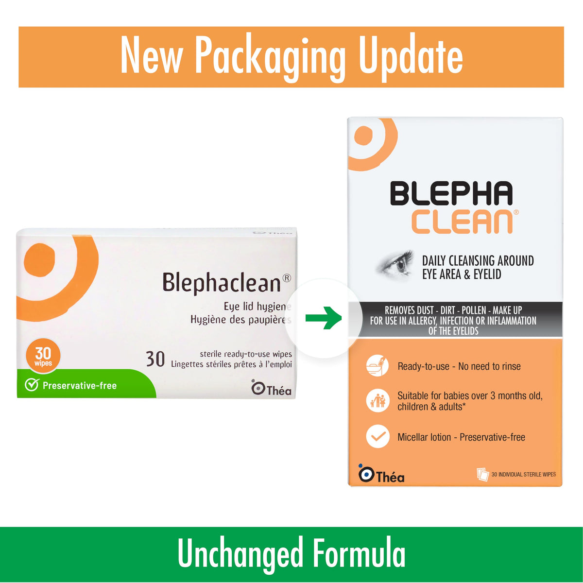Thea Pharma BlephaClean Lid Wipes - Gentle, Sterile Ready-to-Use for Daily Lid Care, Ideal for those diagnosed with Dry Eye, including MGD & Blepharitis and Infants, Individually Wrapped - 30 Wipes 🍁 All In One Marketplace Canada
