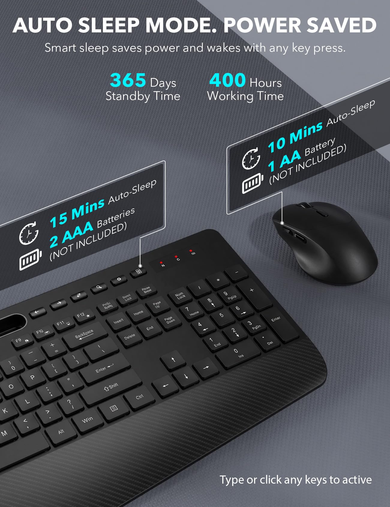 Wireless Keyboard and Mouse Combo - Full-Sized Ergonomic Keyboard with Wrist Rest, Phone Holder, Silent 2.4GHz Cordless Keyboard Mouse for Computer, Laptop, PC, Mac, Windows (Black, 1 Pack) 🍁 All In One Marketplace Canada
