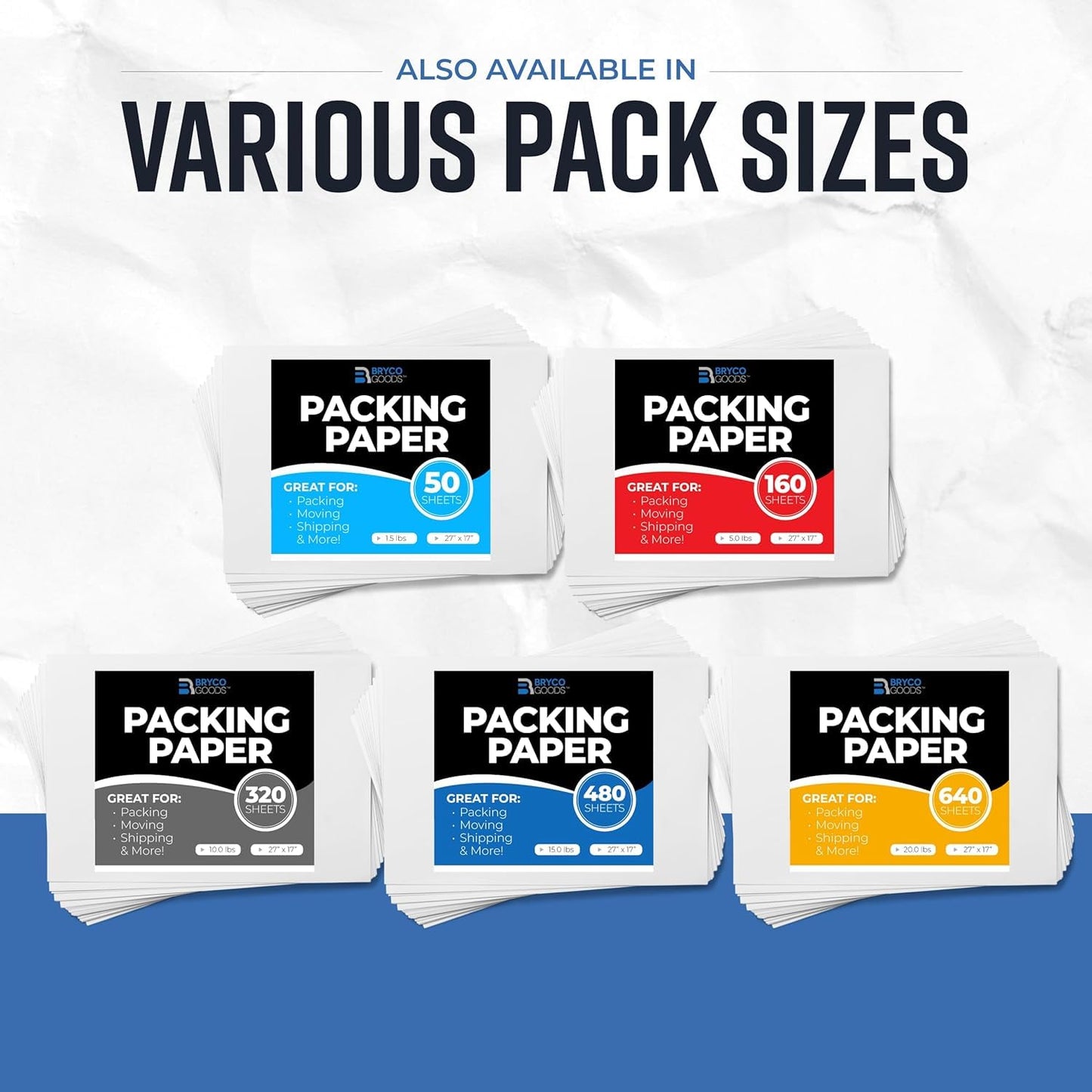 Bryco Goods Newsprint Packing Paper Sheets for Moving - 5lb - 160 Sheets - Moving & Shipping Supplies - 27" x 17" - Wrapping & Protecting Fragile Items - Newspaper Paper 🍁 All In One Marketplace Canada
