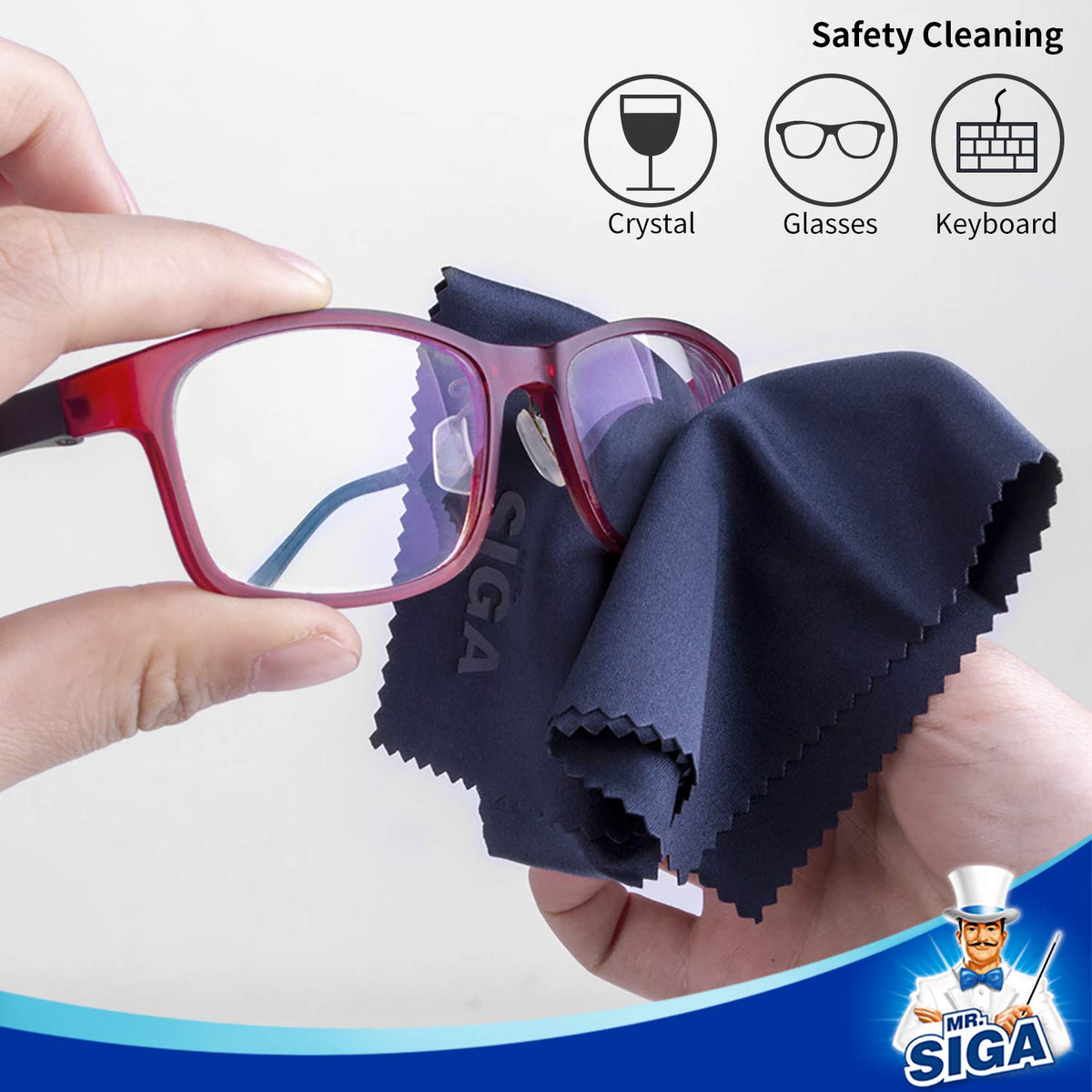 MR.SIGA Premium Microfiber Cleaning Cloths for Lens, Eyeglasses, Screens, Tablets, Glasses, 12 Pack, 6 x 7 inches (15 x 18 cm), Navy/Gray 🍁 All In One Marketplace Canada