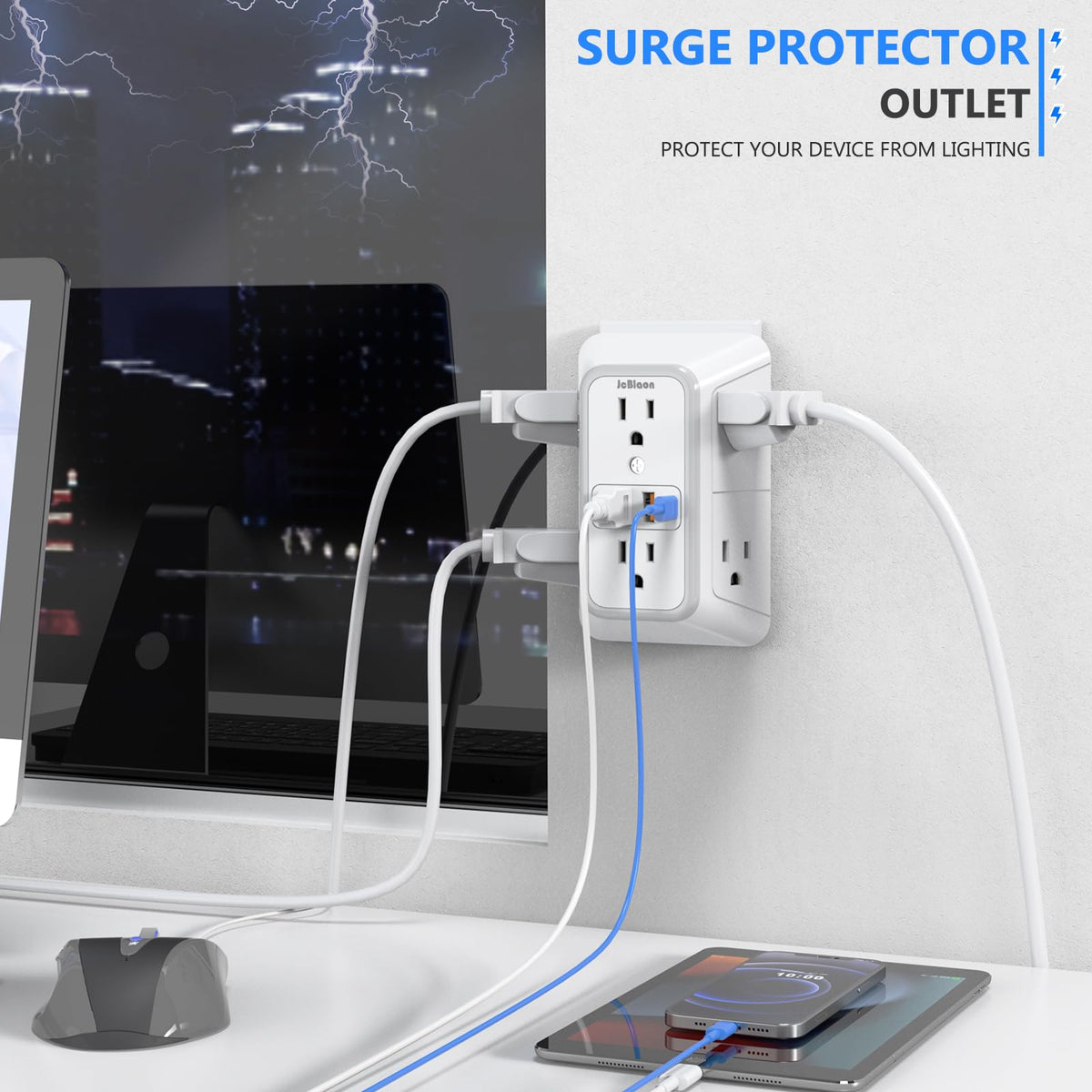 2 Pack Outlet Extender Surge Protector, 6 Outlet Splitter with 4 USB Outlet (2 USB A,2 USB C), 3Sided Power Strip with Adapter Spaced Outlets for Home, Office, Travel(White) 🍁 All In One Marketplace Canada