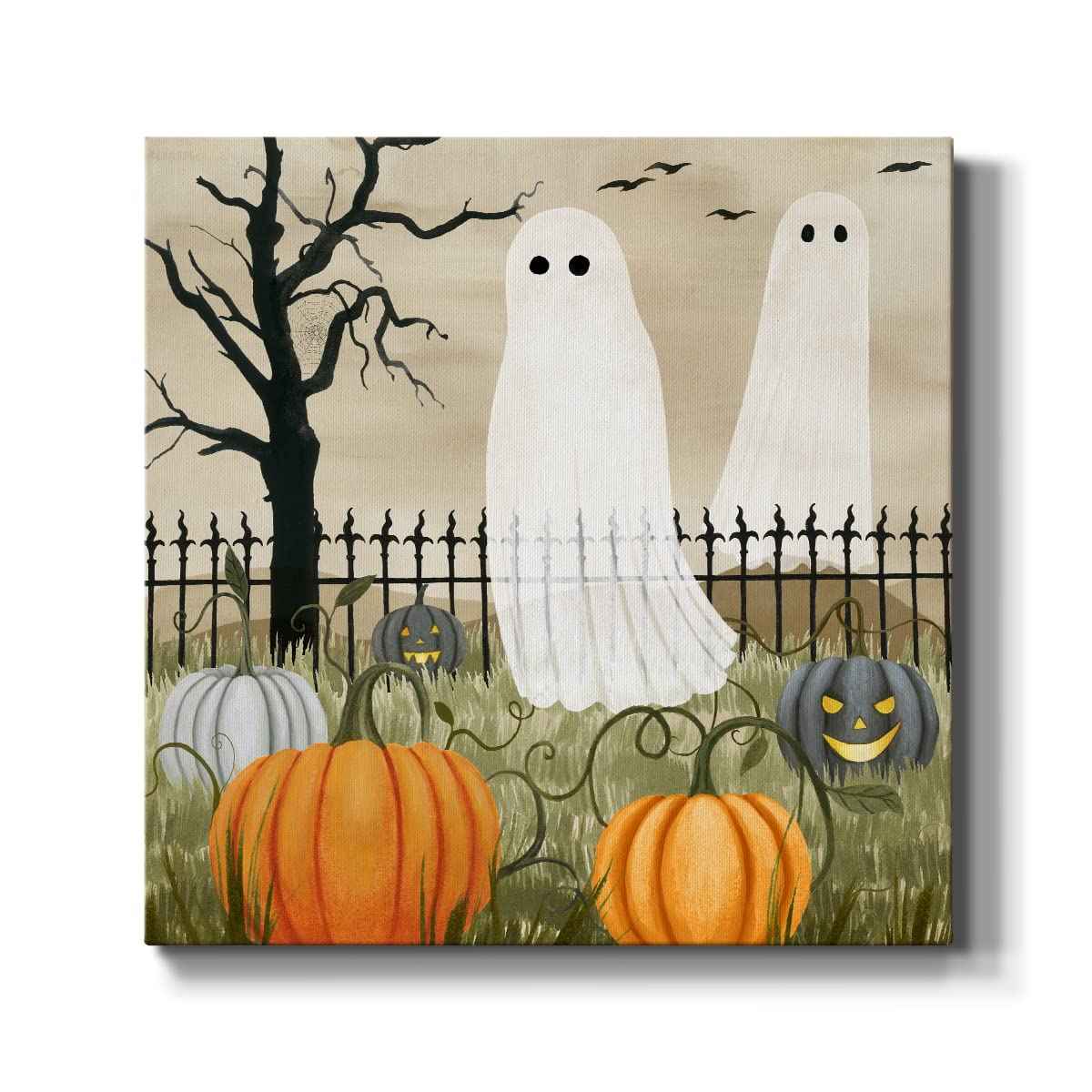 Renditions Gallery Modern Canvas Wall Art Pictures for Office Decorations Halloween Hunted Pumpkin Patch Premium Wall Hanging Wooden Artwork for Livingroom Kitchen Paintings - 32"X32" LT508