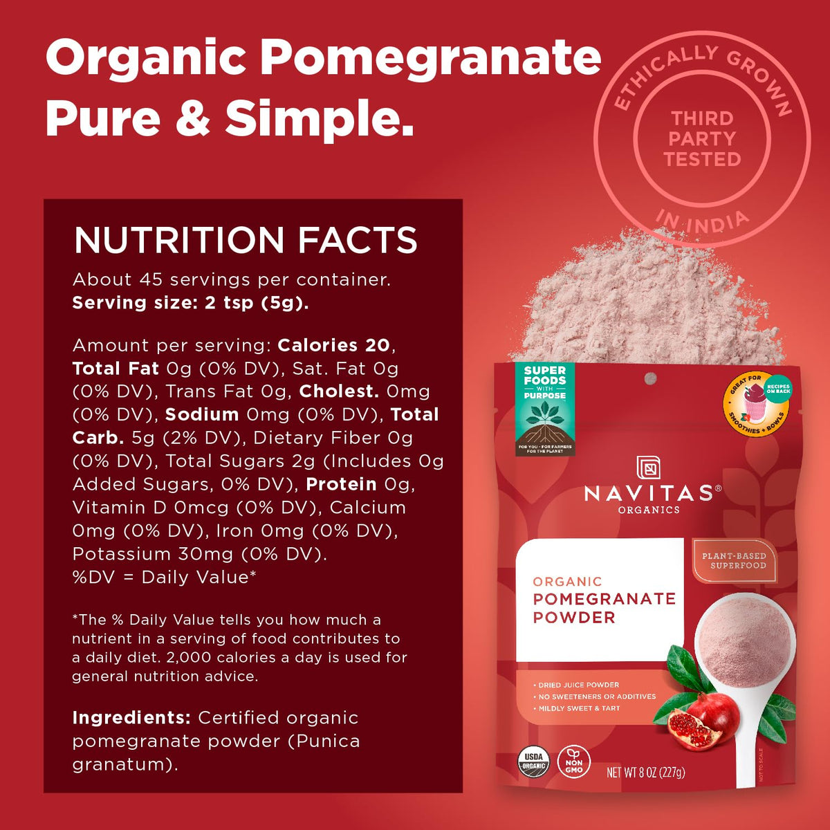 Navitas Organics Pomegranate Powder, 8 oz. Bag 🍁 All In One Marketplace Canada