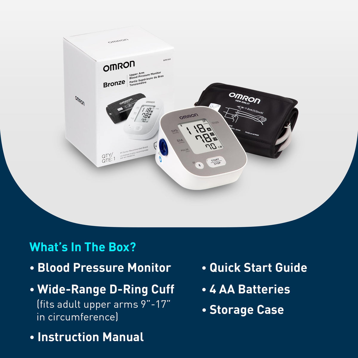 OMRON Bronze Upper Arm Blood Pressure Monitor - Clinically Validated Blood Pressure Arm Cuff - Use OMRON Connect App for Unlimited Measurements 🍁 All In One Marketplace Canada