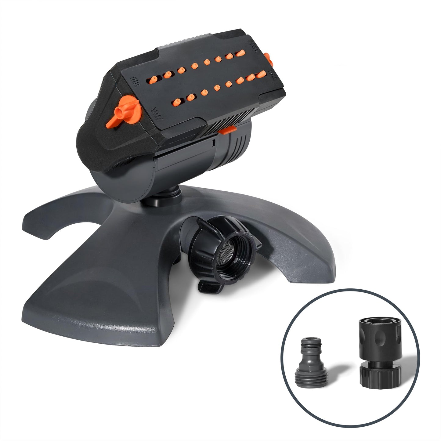 Diivoo Mini Turbo Oscillating Sprinkler, Garden Sprinkler with Large Base, Water Sprinkler for Yard, Adjustable Width, Range and Flow Rate, 16 Nozzles, Grey 🍁 All In One Marketplace Canada