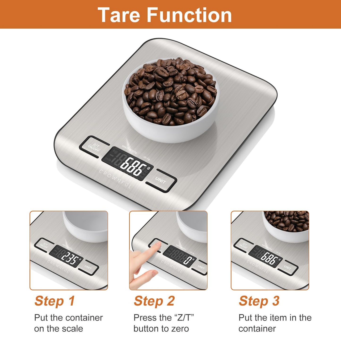 CROWNFUL Food Scale, 11lb Digital Kitchen Scales Weight Ounces and Grams for Cooking and Baking, 6 Units with Tare Function (Battery Included) 🍁 All In One Marketplace Canada