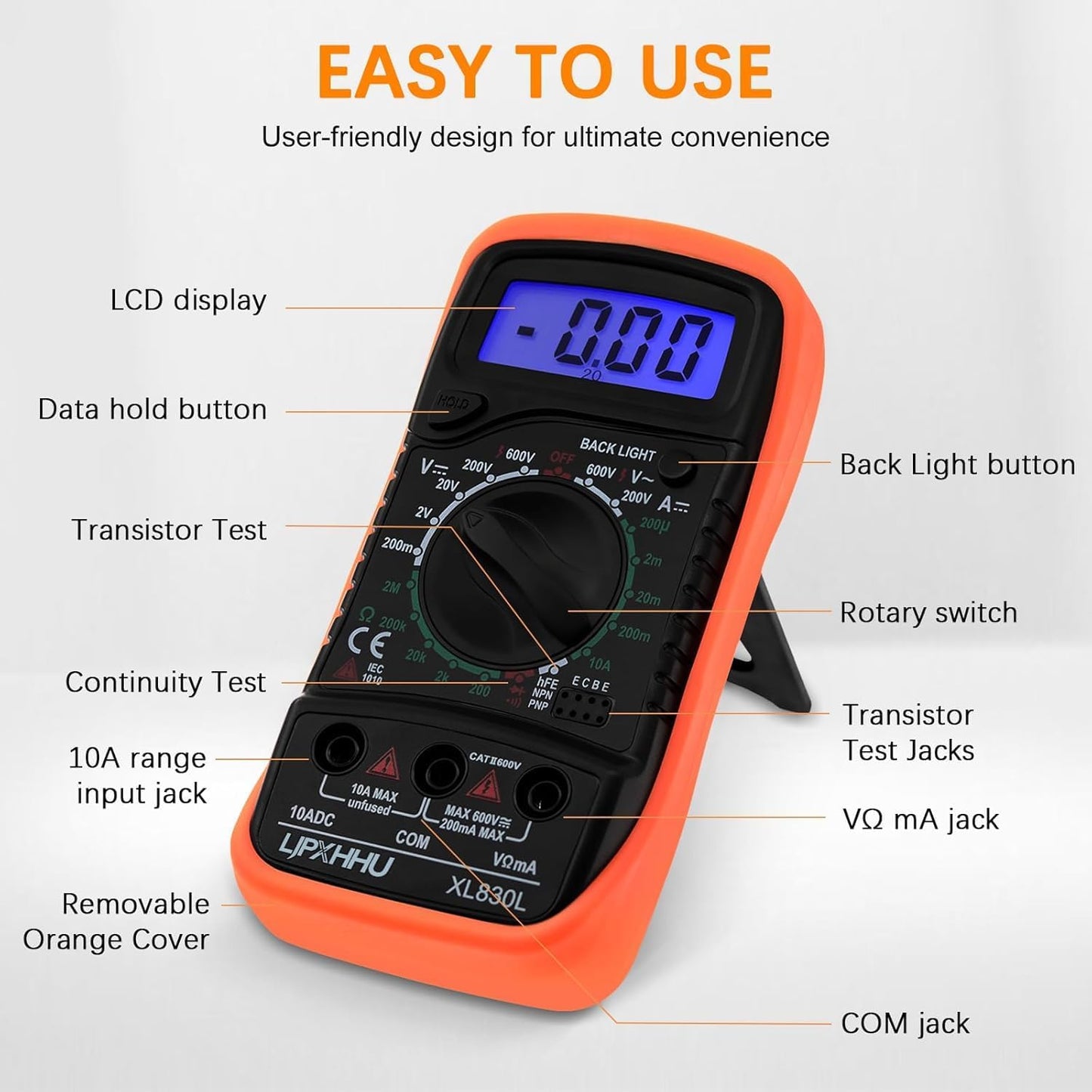Digital Multimeter Voltmeter Battery Voltage Multi Tester AC DC Volt OHM Amp Current Meter Circuit Continuity Resistance Diode Electrical Tester with Test Leads Backlight LCD Display 🍁 All In One Marketplace Canada