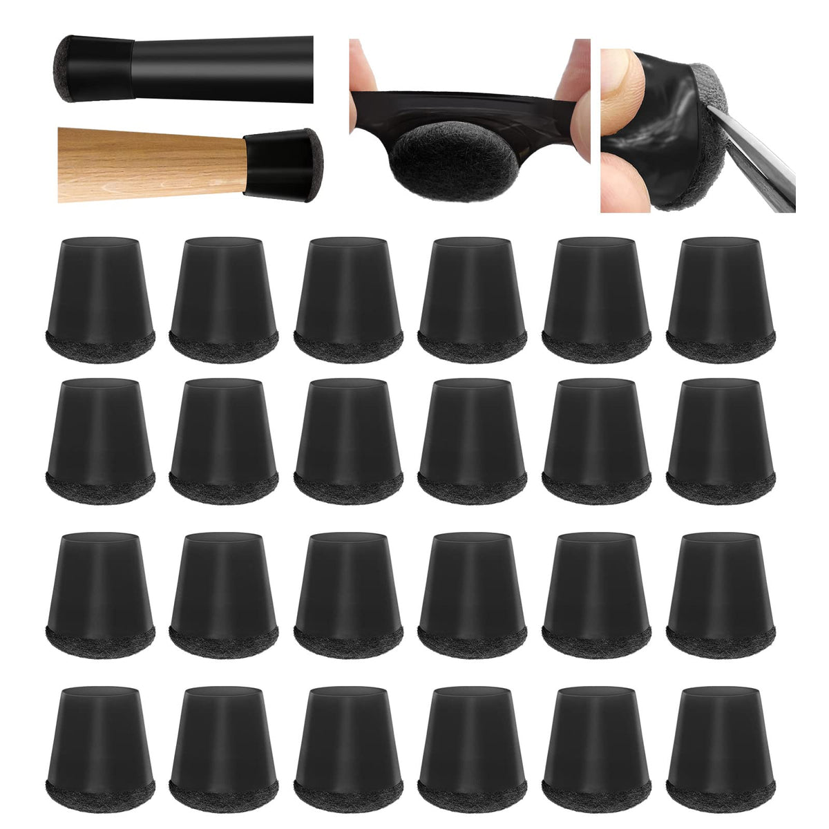 Meldel Silicone Chair Leg Floor Protectors Extra Small 24PCS - Furniture Felt Silicone Integrated Chair Foot Covers/Dark-Black/Rubber - Protect Floors from Scratches,Reduce Noise 🍁 All In One Marketplace Canada