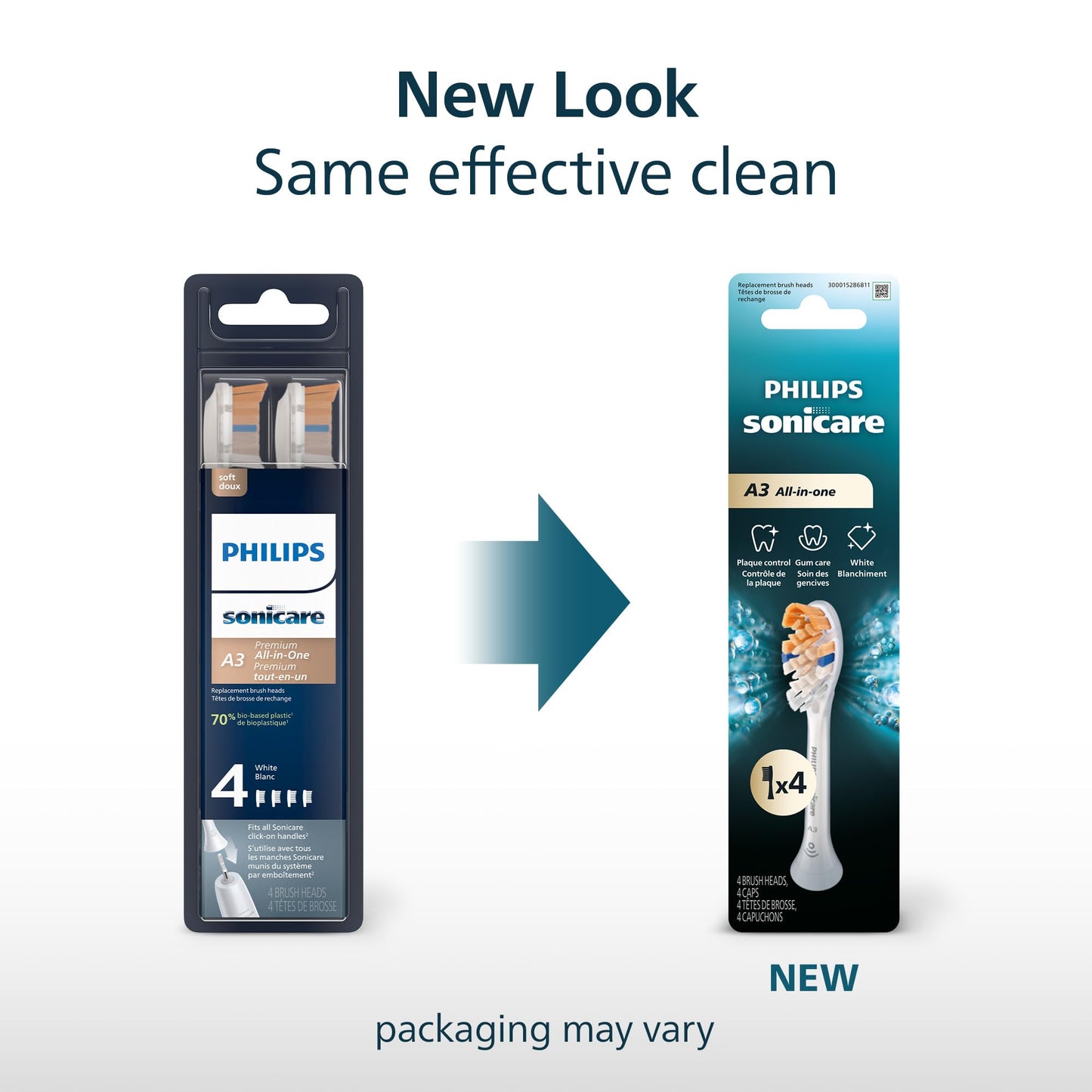 Philips Sonicare A3 All-in-One Genuine Replacement Electric Toothbrush Heads, 4 Pack One Year Supply, For effective whitening, plaque removal and better gum health, White, HX9094/65 🍁 All In One Marketplace Canada