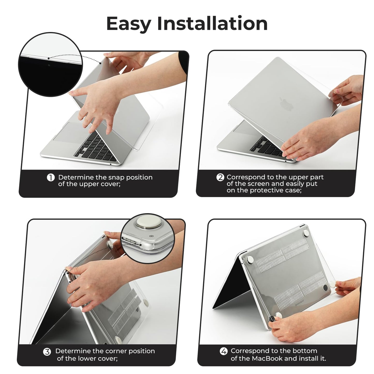 EooCoo Case Compatible with MacBook Air 13 inch M5 M4 M3 M2 2026-2022 A3449 A3240 A3113 A2681, 13.6" Hard Case Cover & Keyboard Skin & Screen Protector for Laptop Air 13.6 inch - Crystal Clear 🍁 All In One Marketplace Canada