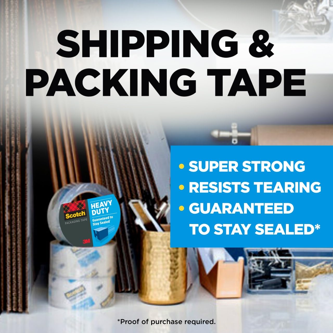 Scotch Packing Tape Heavy Duty Shipping Tape, 1.88" x 50m, 6 Rolls 🍁 All In One Marketplace Canada