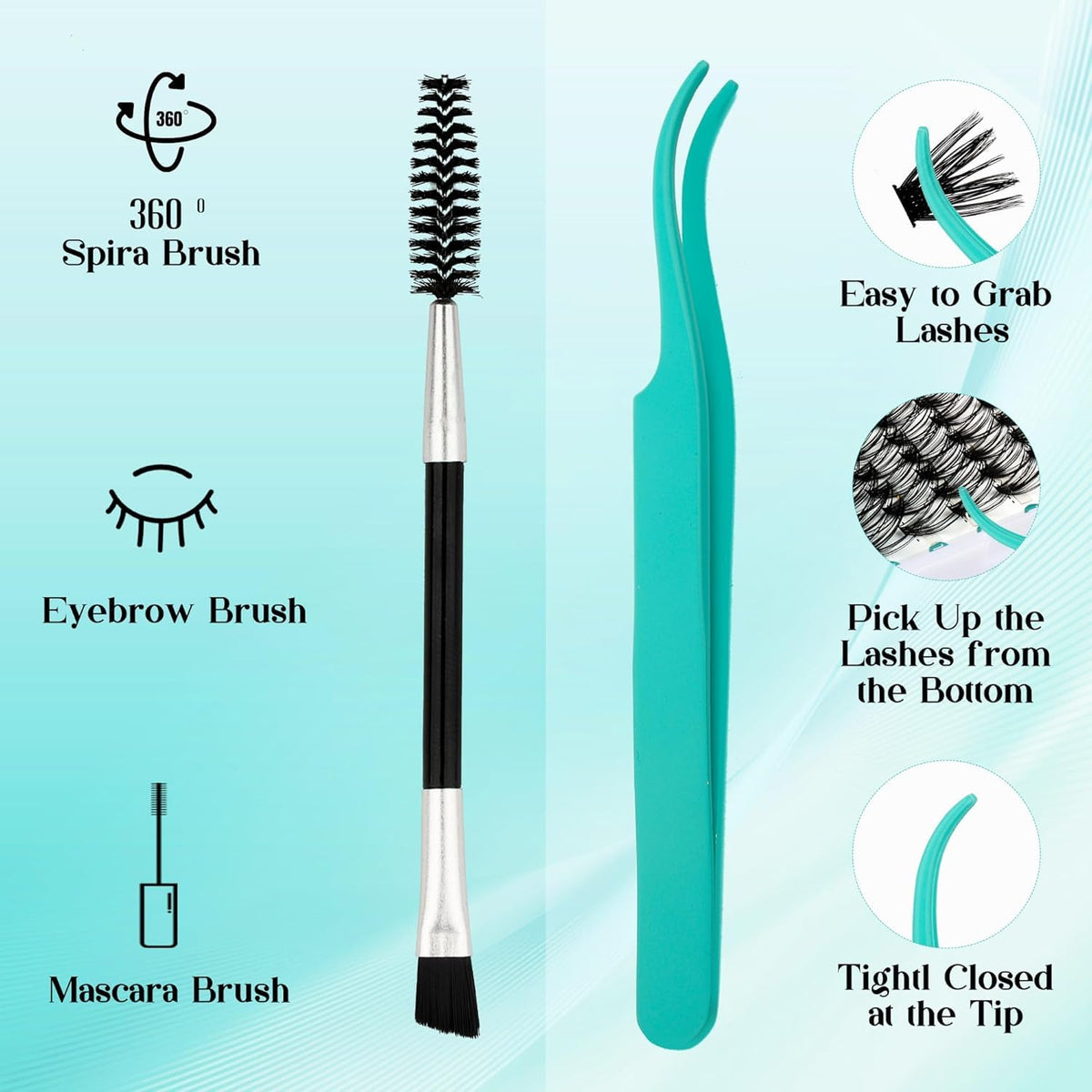 GEMERRY Cluster Lashes Lash Clusters Lash Extension Kit Black Brown Eyelashes 3D-200D 8-20mm (1 count (Pack of 1), Beginner Set-80D) 🍁 All In One Marketplace Canada