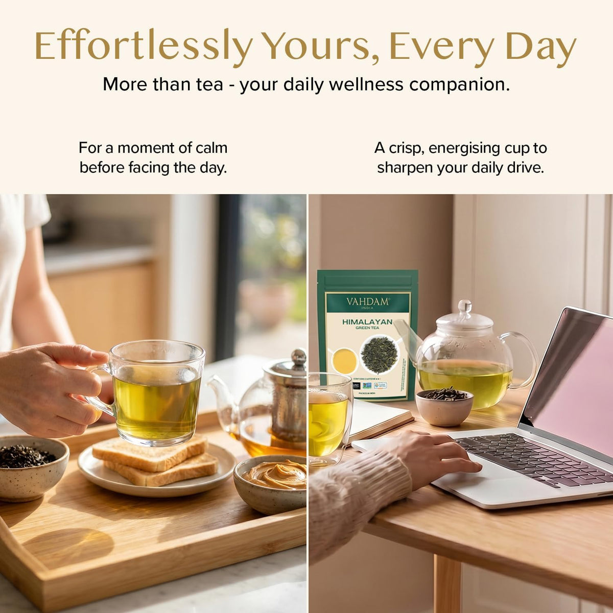 VAHDAM, Himalayan Green Tea Leaves (100g | 50+ Cups) Non GMO, Gluten Free | High Elevation Grown Green Tea Leaves From Himalayas | Pure Unblended Single Origin Green Loose Leaf Tea | Vacuum Sealed 🍁 All In One Marketplace Canada