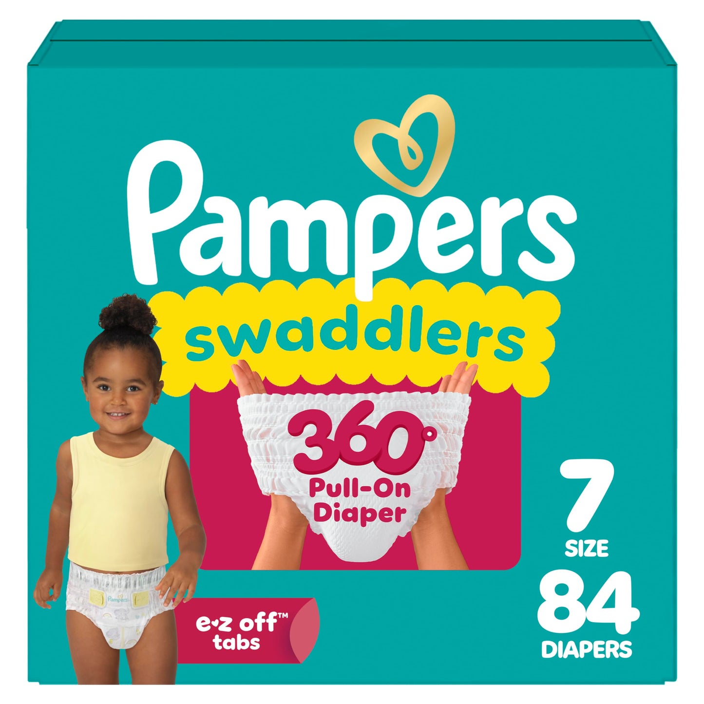 Pampers Diapers - Swaddlers 360 - Size 7, up to 100% Leakproof Comfy Dry Fit, EZ Off Tabs Designed for Easy Changes, Pull On Diaper, 84 Count 🍁 All In One Marketplace Canada