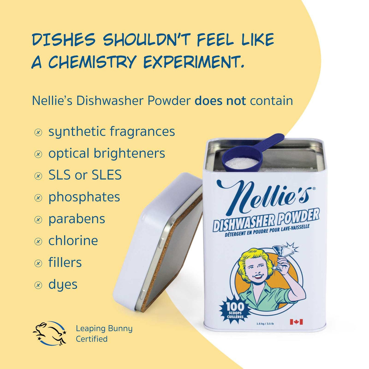 Nellie's Dishwasher Powder - 100 Load - Plant-Based Dishwasher Detergent - Septic Safe, Fragrance-Free - Easily Penetrates Grease & Food Particles - Phosphate-Free - (Made in Canada) 🍁 All In One Marketplace Canada