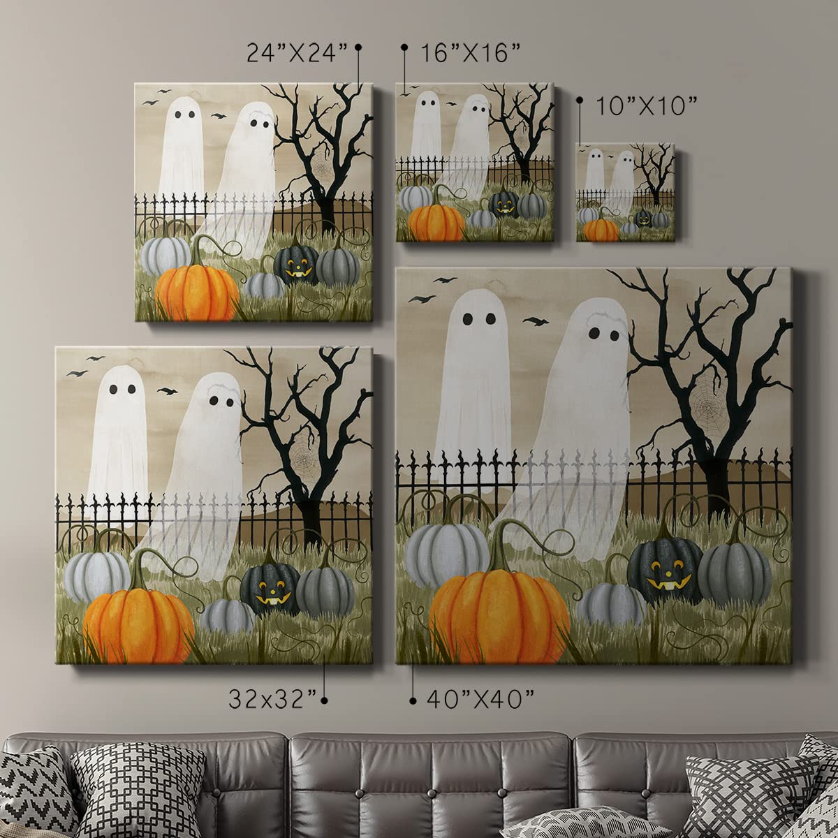 Renditions Gallery Modern Canvas Wall Art Pictures for Office Decorations Halloween Hunted Pumpkin Patch Premium Wall Hanging Wooden Artwork for Livingroom Kitchen Paintings - 10"X10" LT508