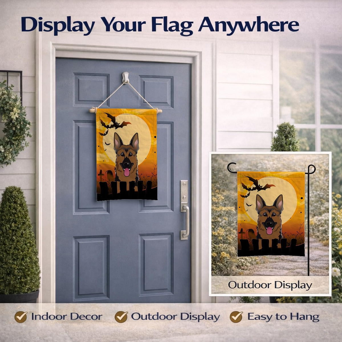 Caroline's Treasures BB1769GF Halloween German Shepherd Garden Size Flag, Small, Multicolor