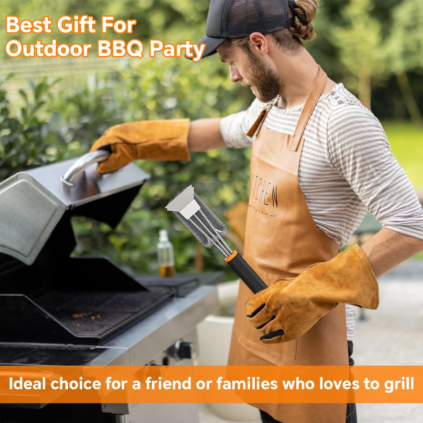 Fixmend 2 Pack BBQ Grill Brush, 15" BBQ Brushes for Grill, Rust-Proof Stainless Steel BBQ Cleaning Brush with Scraper, Ideal BBQ Accessories for Most Gas, Smoker, Porcelain Grill, Easily Clean Stains 🍁 All In One Marketplace Canada