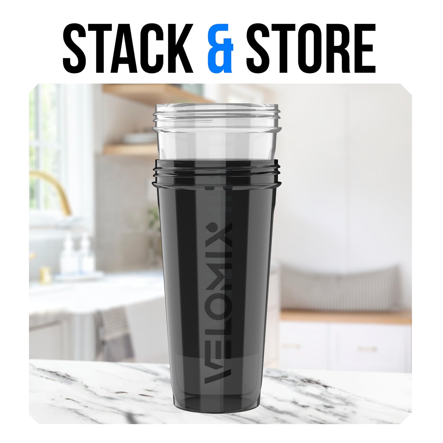 VELOMIX -2 Pack- 28 oz Protein Shaker Bottles for Protein Mixes - 2x Wire Whisk | Leak Proof Shaker Cups for Protein Shakes | Protein Shaker Bottle Pack | Shakers (Transparent & Black - 28oz) 🍁 All In One Marketplace Canada