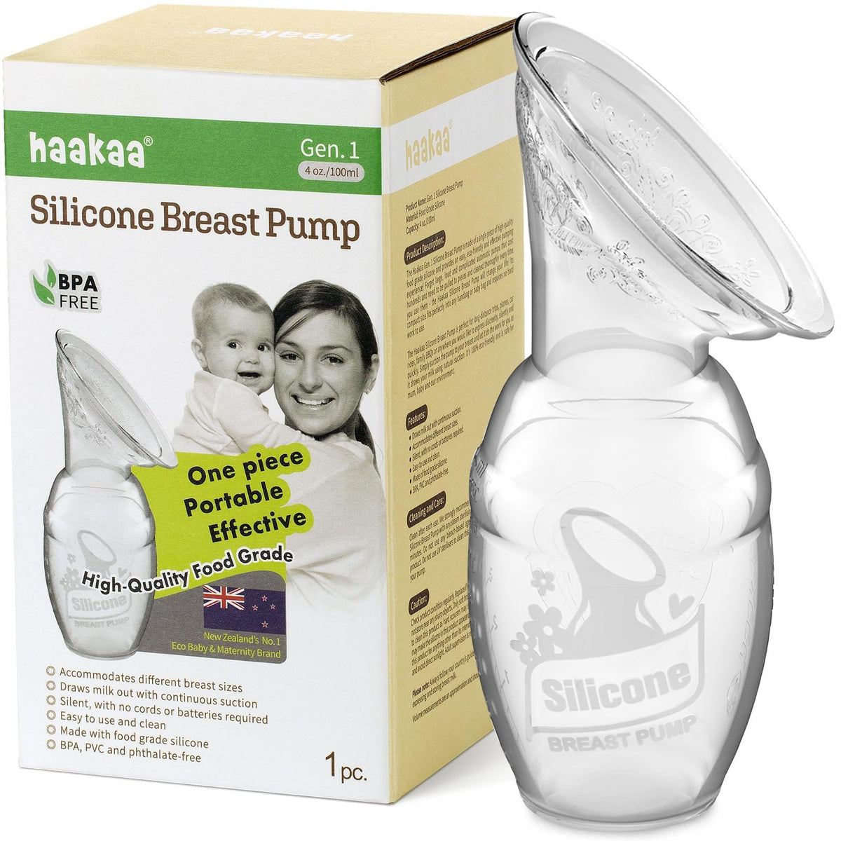 haakaa Manual Breast Pump for Breastfeeding, Silicone, Clear 4oz/100ml 🍁 All In One Marketplace Canada