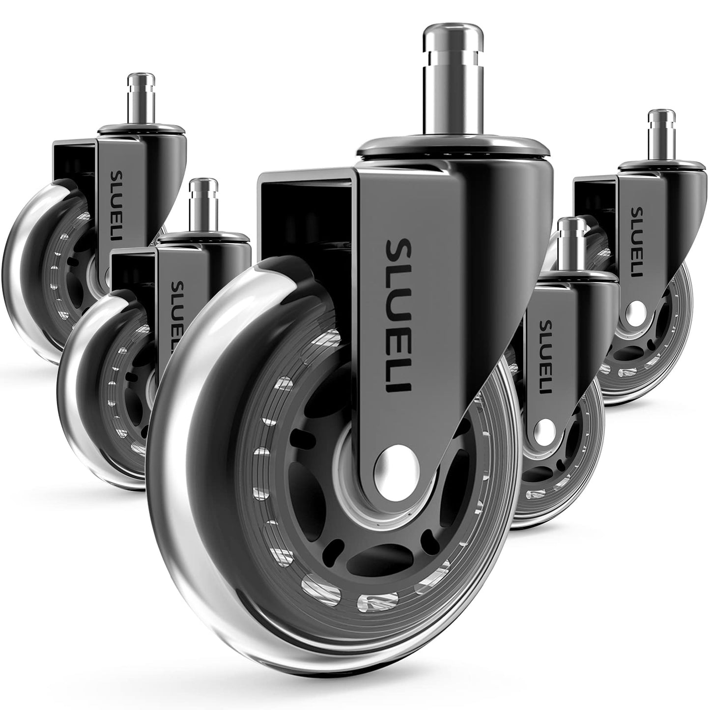 Office Chair Caster Wheels Replacement Rubber Chair Casters (Set of 5), 3 Inch Heavy-Duty Office Chair casters for Hardwood Floors Carpet and Tile Floors Universal fit 🍁 All In One Marketplace Canada