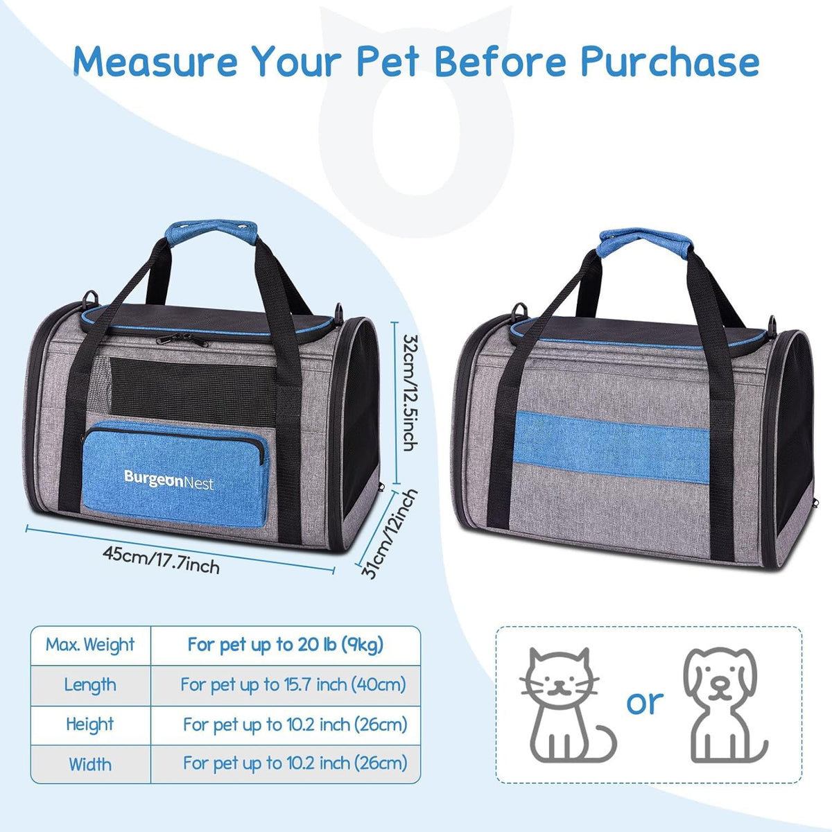 BurgeonNest Cat Carriers for Medium Cats Under 25 lbs, Pet Carrier for Cats with Unique Side Bag,Top Load Small Pet Carrier Soft-Sided Escape Proof with 4 Ventilated Windows 🍁 All In One Marketplace Canada