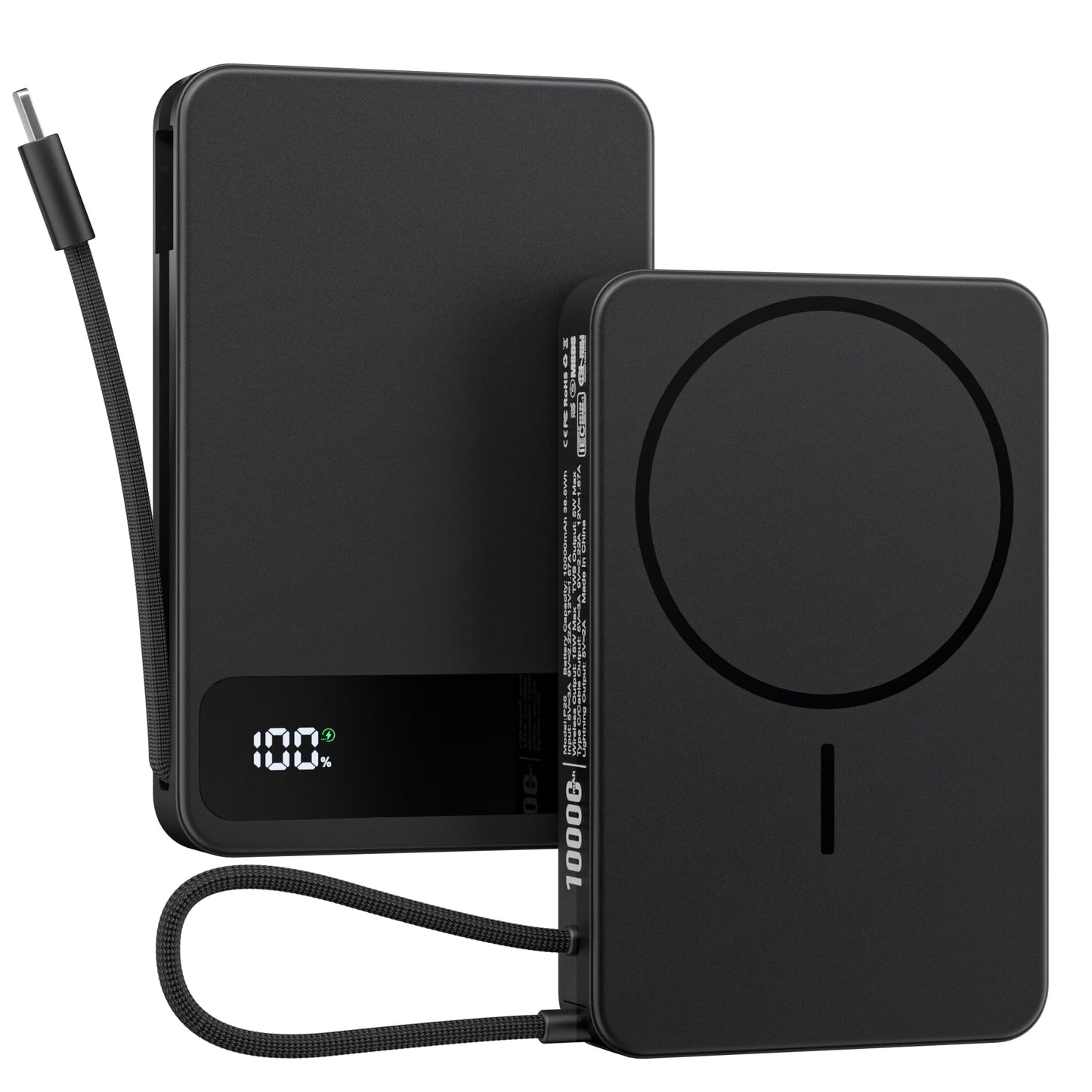 Magnetic Power Bank, 10,000mAh Wireless Portable Charger for Mag-Safe 15W Fast Charging, Battery Pack with USB-C/Lightning Cable 22.5W in/Out for iPhone 17/16/15/14/13/12 Series, AirPods & More 🍁 All In One Marketplace Canada