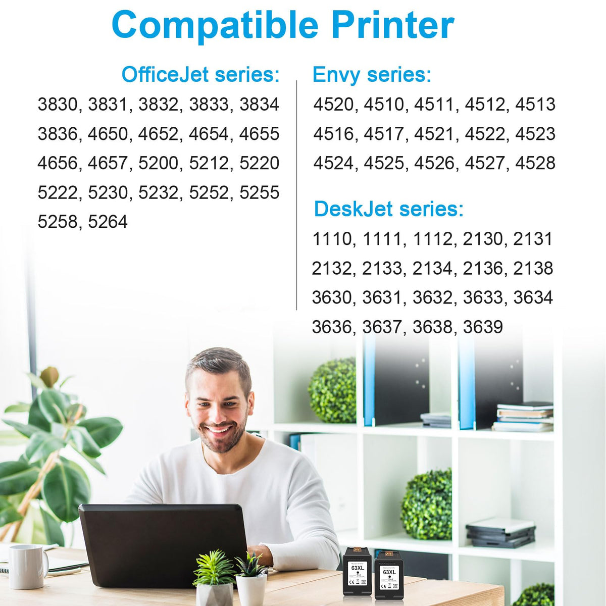 63XL Ink Cartridge Black for HP 63 Ink Cartridges for HP63 for HP63XL Black, Compatible for HP Envy 4520 4522 Officejet 3830 5255 3833 4650 DeskJet 3630 3632 1112 Printer 🍁 All In One Marketplace Canada
