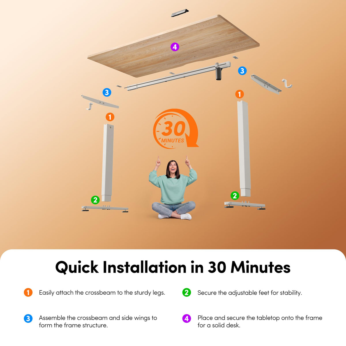 FEZIBO Standing Desk 47 x 24 Inch, Height Adjustable Desk with Memory Buttons, Electric Sit Stand Desk with 7th Gen Lift System, Home Office Table with Splice Board (Maple) 🍁 All In One Marketplace Canada