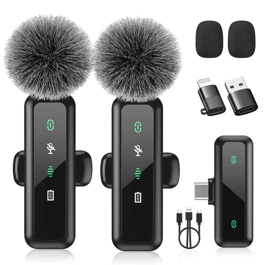 Wireless Lavalier Microphone for iPhone 15/16-2 Pack USB-C Mini Mic for iPhone, Android, iPad with Noise Cancelling & LED Display, Crystal Clear Recording for TikTok, YouTube, Podcast, Vlogging 🍁 All In One Marketplace Canada