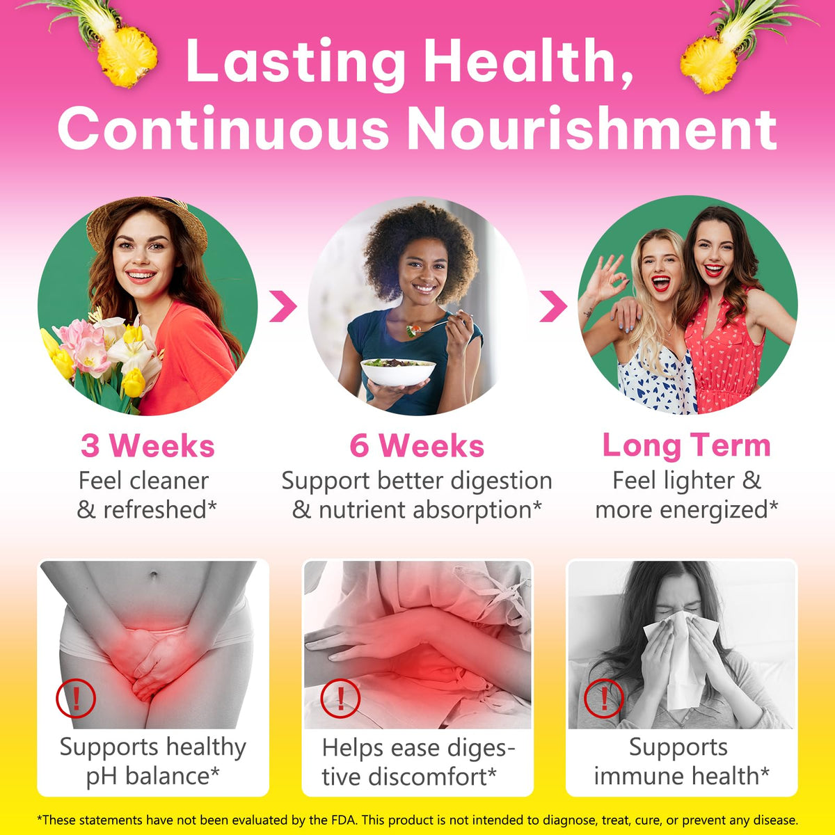 Probiotics Gummies for Women Wellness, Pineapple Flavor, 60 Gummies (1 Pack) 🍁 All In One Marketplace Canada