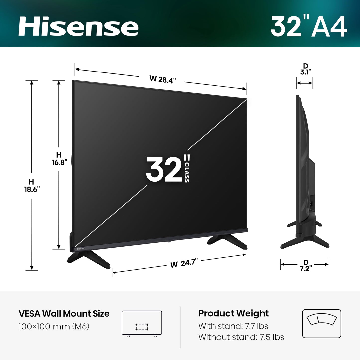 Hisense 32A4NV - 32" Smart Full Array HD VIDAA TV (2025 Model) 🍁 All In One Marketplace Canada