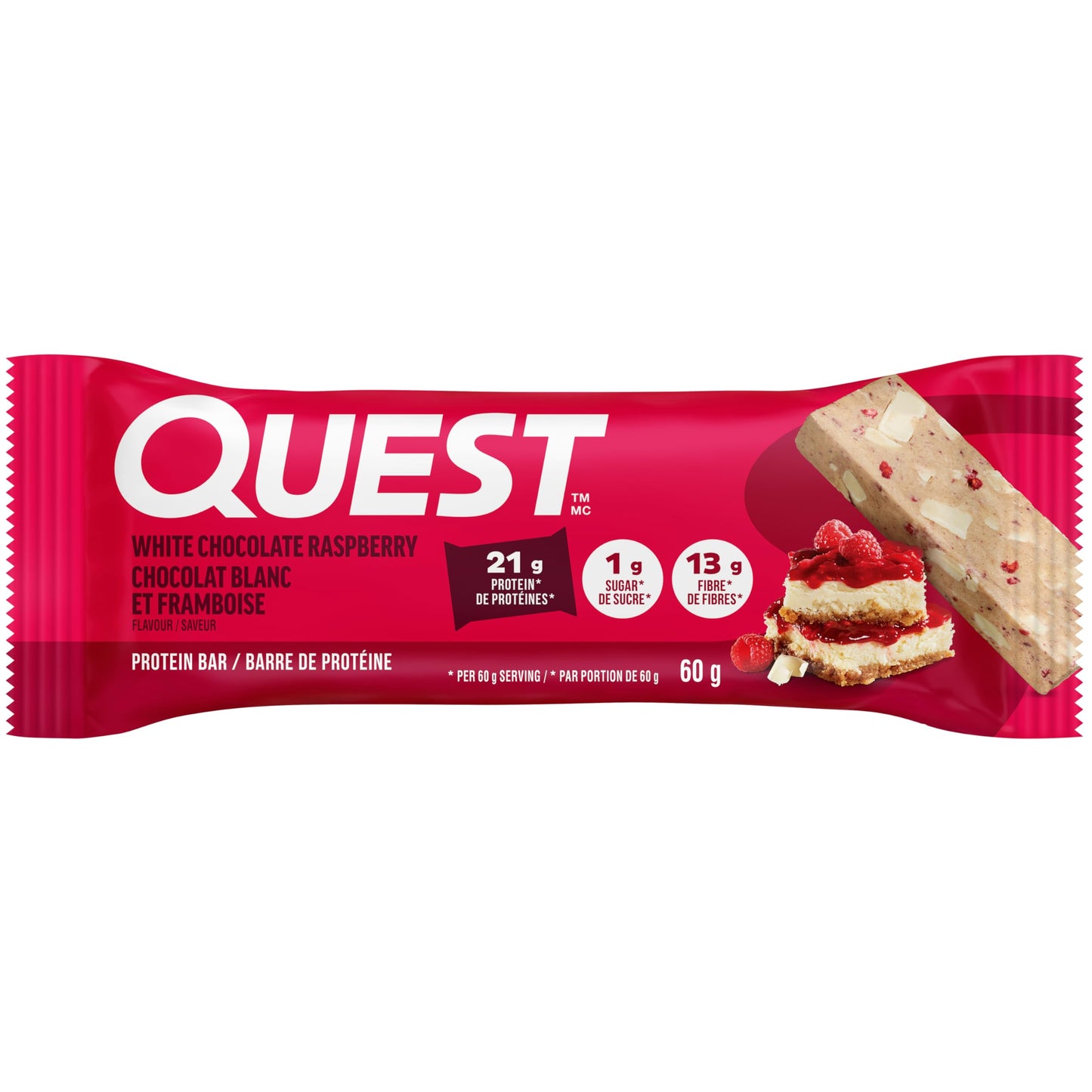 Quest Nutrition White Chocolate Raspberry Flavoured Protein Bar, High Protein, Gluten Free, Keto Friendly, Black, 12 Count (Pack of 1) 🍁 All In One Marketplace Canada