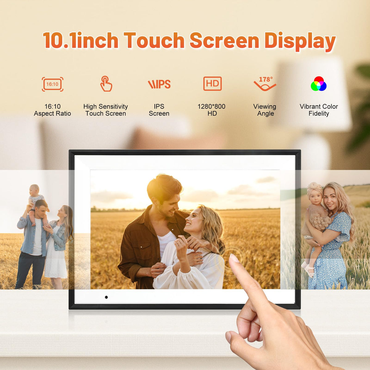 Anna Bella Digital Photo Frame 10.1 Inch with 1280x800 HD IPS Touch Screen, 32GB WiFi Digital Picture Frame with App Sharing, Auto-Rotate Photo Frame with Sleep Mode, Gift for Parents, Friends 🍁 All In One Marketplace Canada