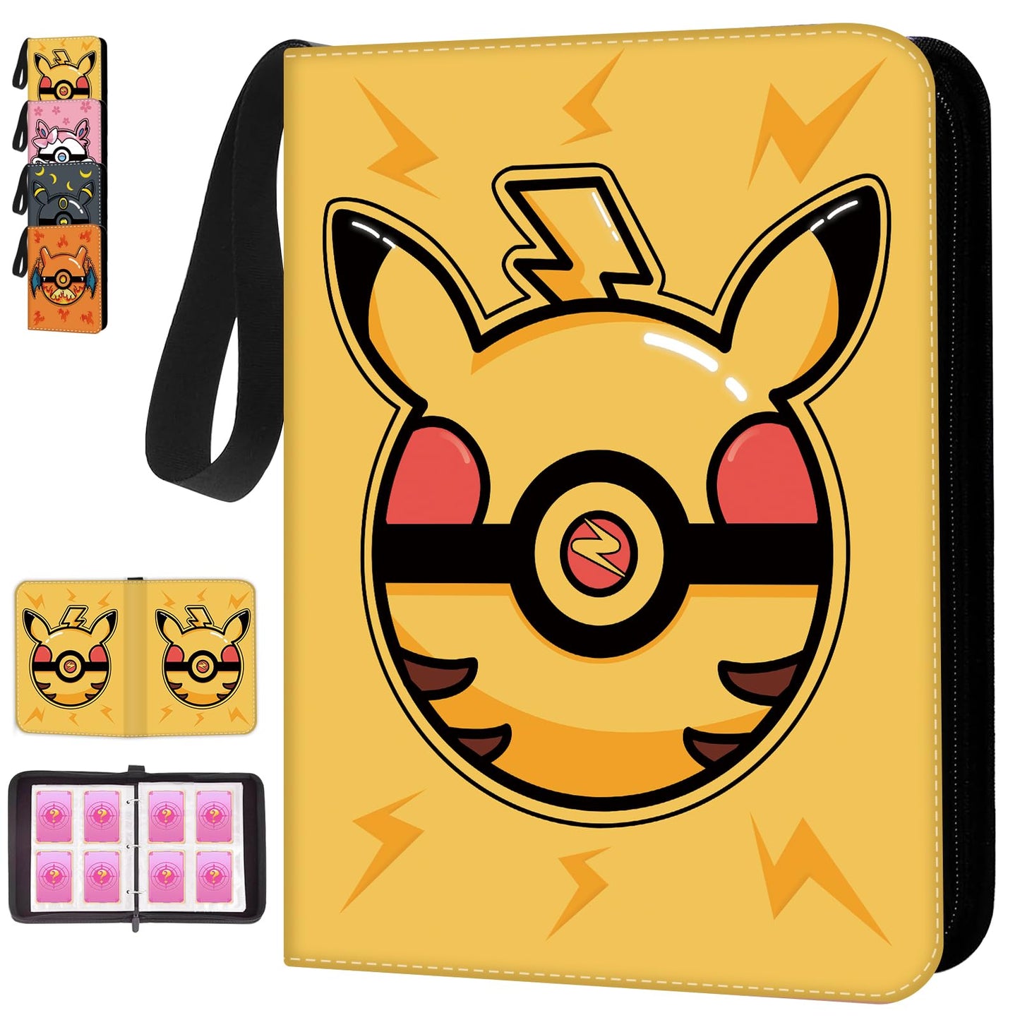 Trading Card Binder, 400 Pocket Cards Holder, 50 Double Sided Removable Pages, Portable Cards Album Holder Card Collection Xmas Gifts for Kids Stocking Stuffers, Yellow 🍁 All In One Marketplace Canada