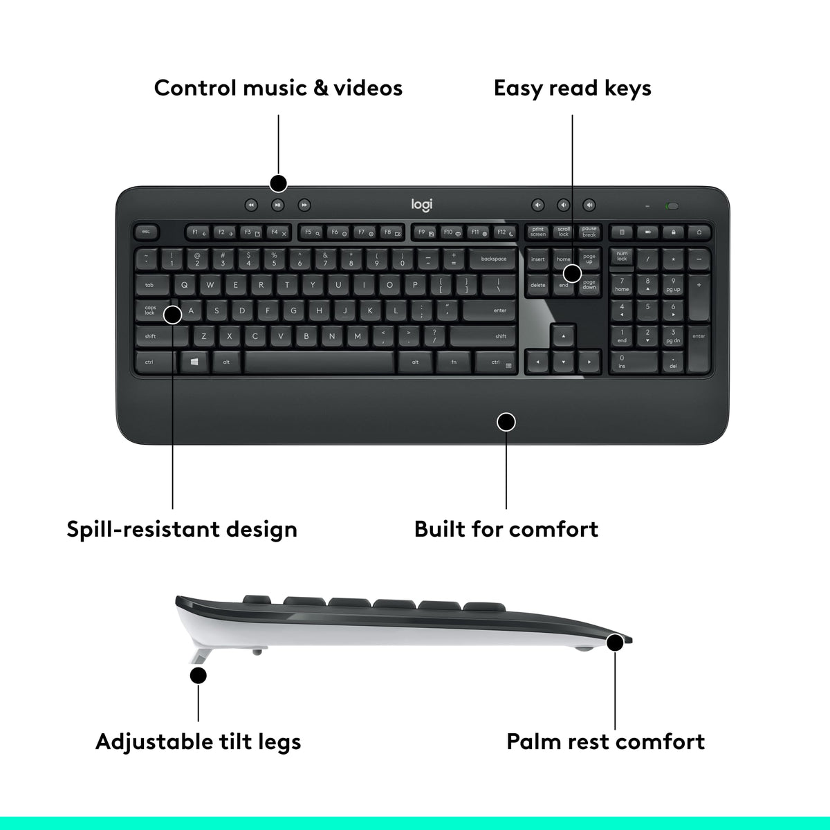 Logitech MK540 Advanced Wireless Keyboard and Mouse Combo for Windows, 2.4 GHz Unifying USB-Receiver, Multimedia Hotkeys, 3-Year Battery Life, for PC, Laptop 🍁 All In One Marketplace Canada