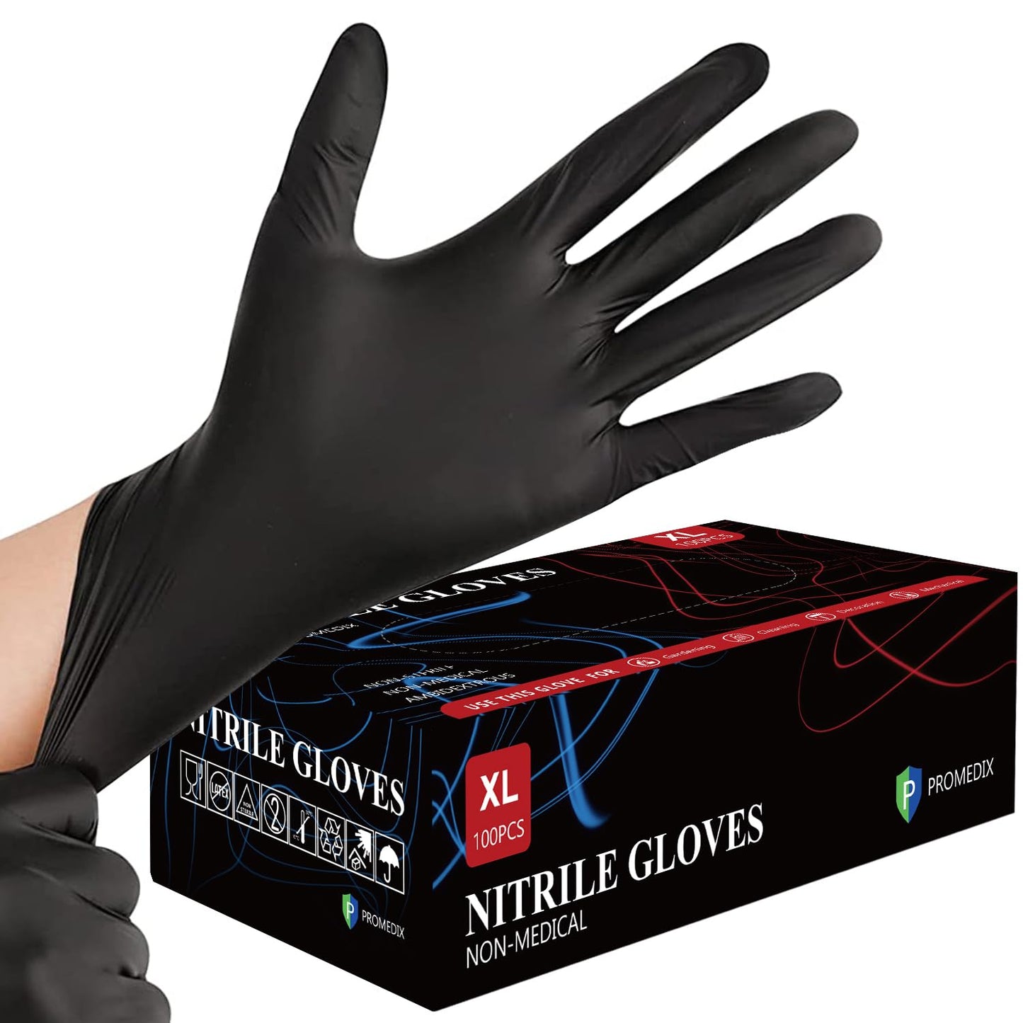 PROMEDIX P Nitrile Gloves, 4mil-100 count, Gloves Disposable Latex Free, Disposable Gloves for Household, Food safe 🍁 All In One Marketplace Canada