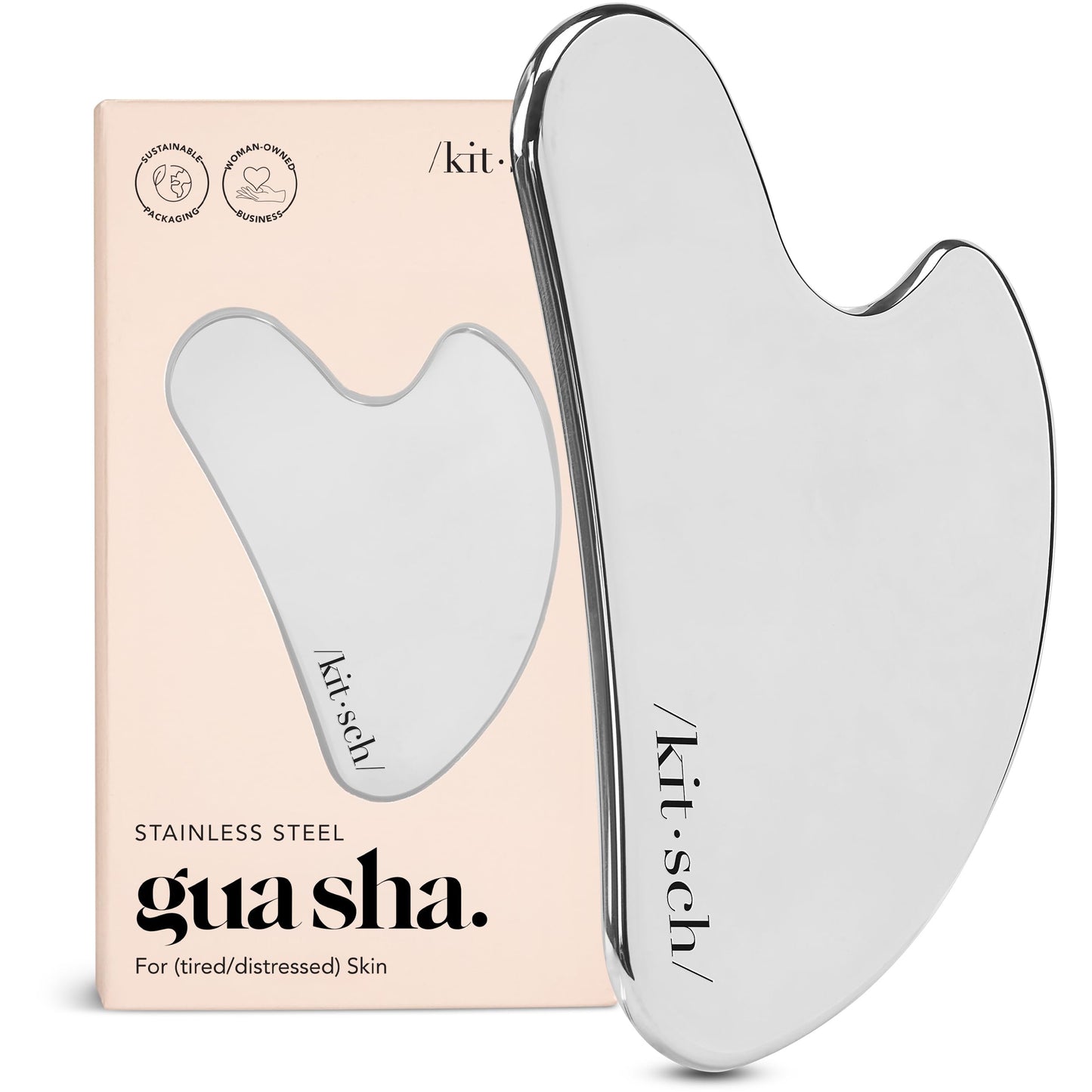Kitsch Stainless Steel Gua Sha Facial Tools - Guasha Tool for Face, Face Sculpting Tool, Jawline Shaper, Double Chin Reducer, Body Gua Sha Tools, Lymphatic Drainage Massager, Facial Skin Care - Silver 🍁 All In One Marketplace Canada