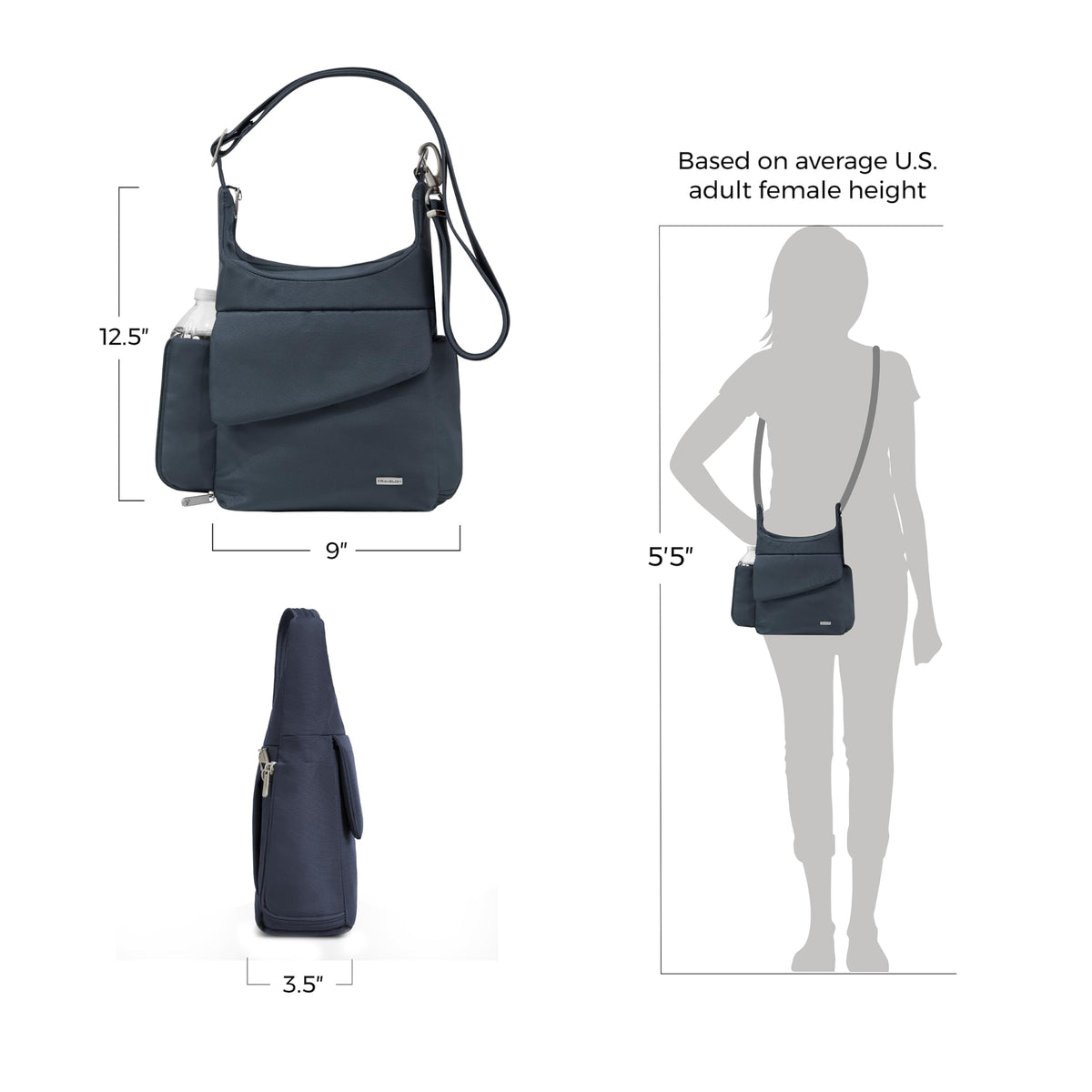 Travelon Anti-Theft Classic Messenger Bag, One Size, Midnight 🍁 All In One Marketplace Canada