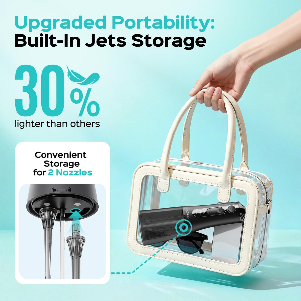 COSLUS C51 Portable Water Teeth Flosser: 3 Modes & 6 Pressure Settings for Whole Family Various Cleaning Need, Jet Mode for Beginner-Friendly, Compact for Travel, 300ml Tank, IPX7 Waterproof, Black 🍁 All In One Marketplace Canada