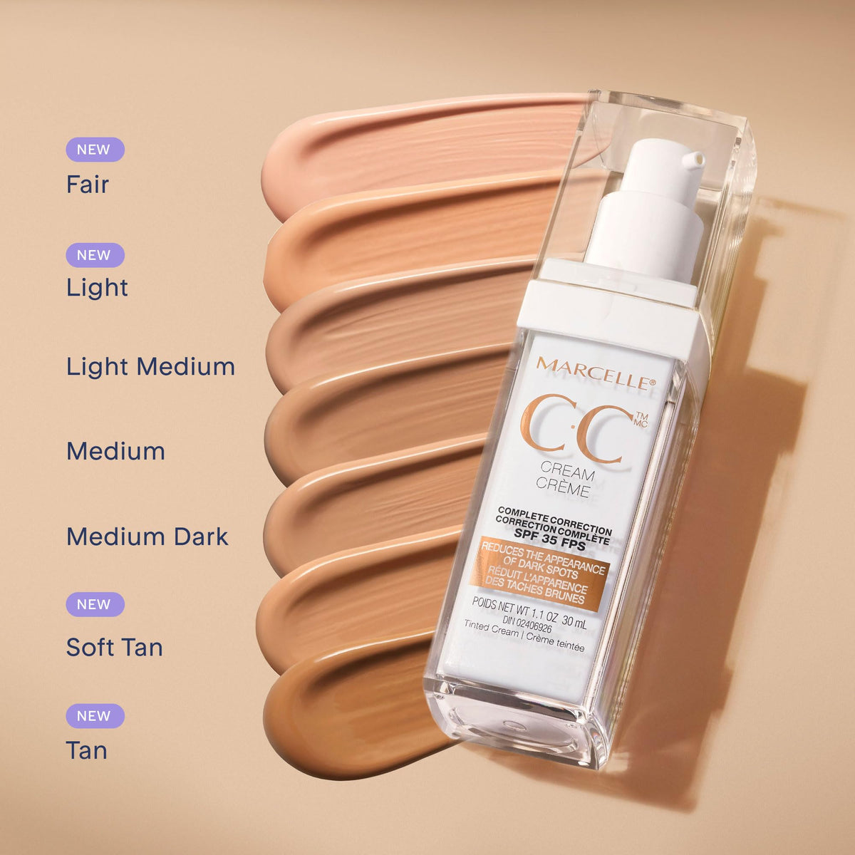 Marcelle CC Cream SPF 35, Fair, 12-in-1 Tinted Moisturizer, Complete Coverage & Correction, Hypoallergenic, Fragrance-Free, Paraben-Free, Oil-Free, Non-Comedogenic, Vegan, Cruelty-Free, 30 mL 🍁 All In One Marketplace Canada