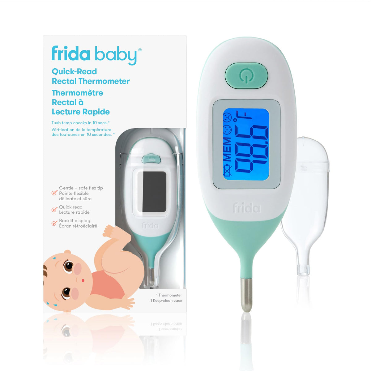Frida Baby Rectal Thermometer for Babies, Digital Fever Thermometer for Babies, Newborns & Infants, Quick & Accurate Temperature Check, Water Resistant, Clear Case, Memory Holds Last 10 Readings 🍁 All In One Marketplace Canada